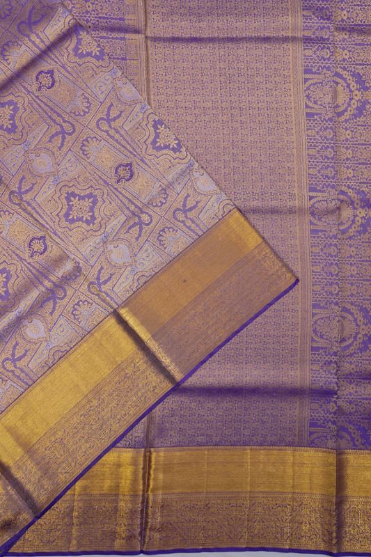 Kanchipuram Silk Tissue Brocade Violet Saree