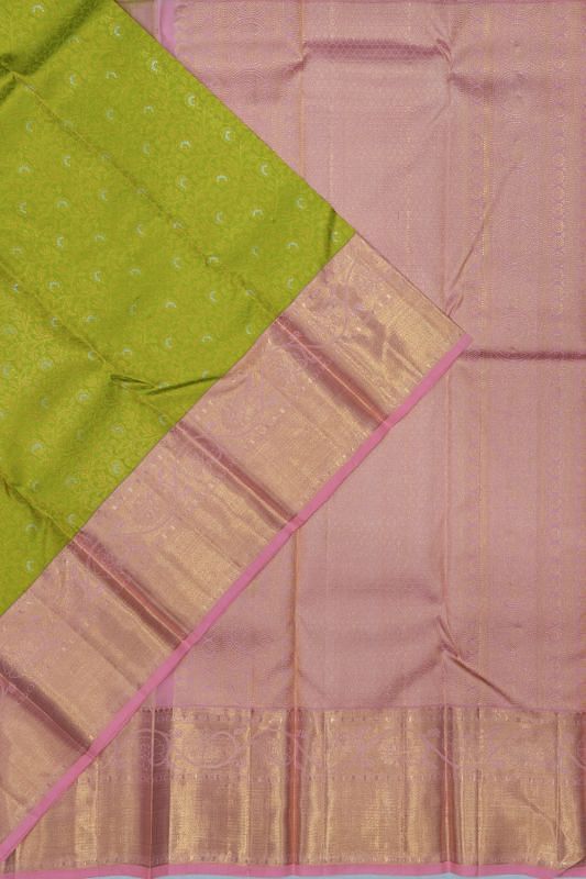 Kanchipuram Silk Brocade Parrot Green Saree