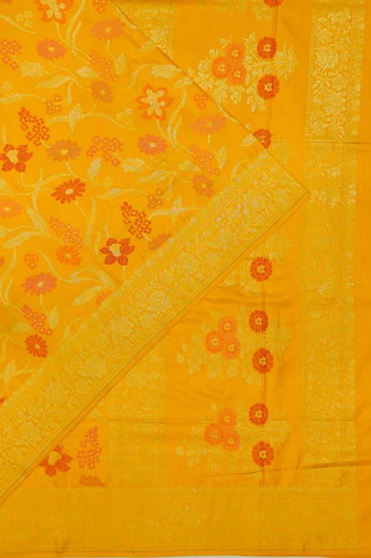 Banarasi Silk Jamdani Jaal Yellow Saree