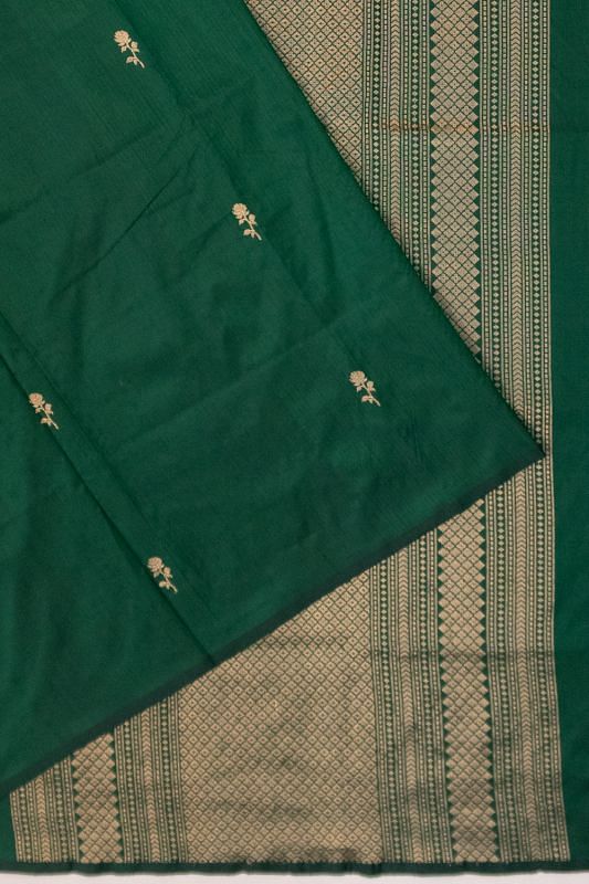 Banarasi Katan Silk Butta Bottle Green Saree