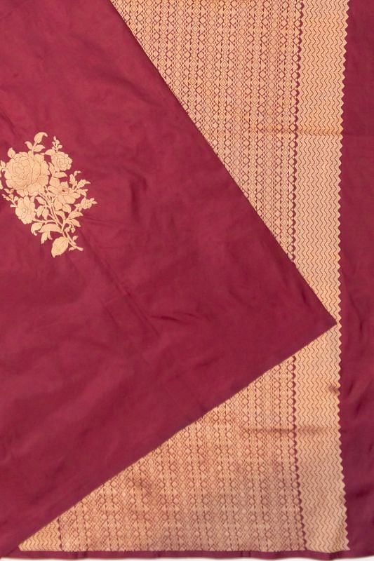 Banarasi Katan Silk Butta Maroon Saree