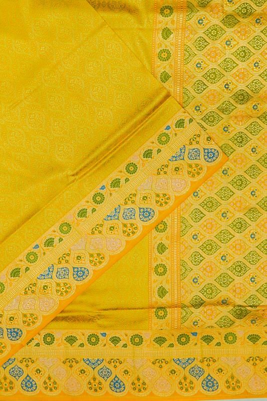 Banarasi Silk Brocade Yellow Saree