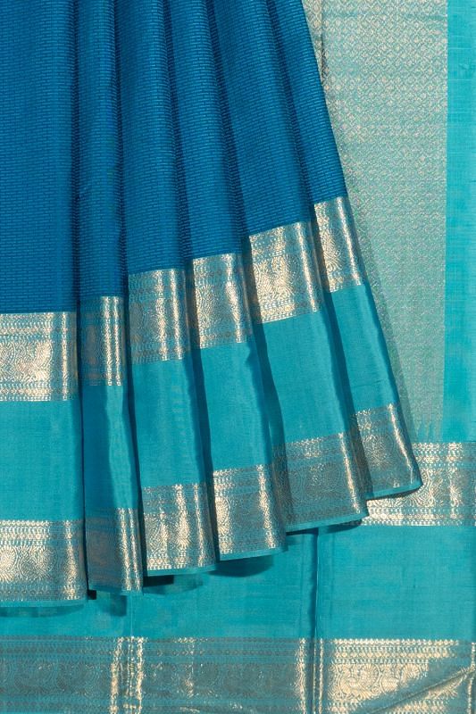 Kanchipuram Silk Jacquard Dark Blue Saree