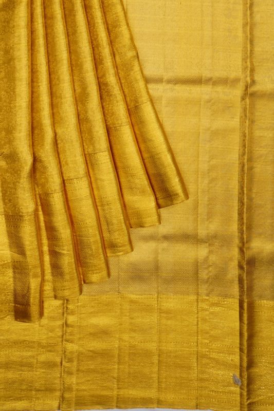 Kanchipuram Silk Tissue Jaal Gold Saree