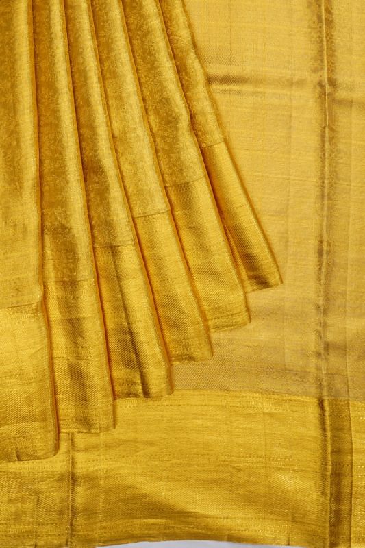 Kanchipuram Silk Tissue Brocade Gold Saree