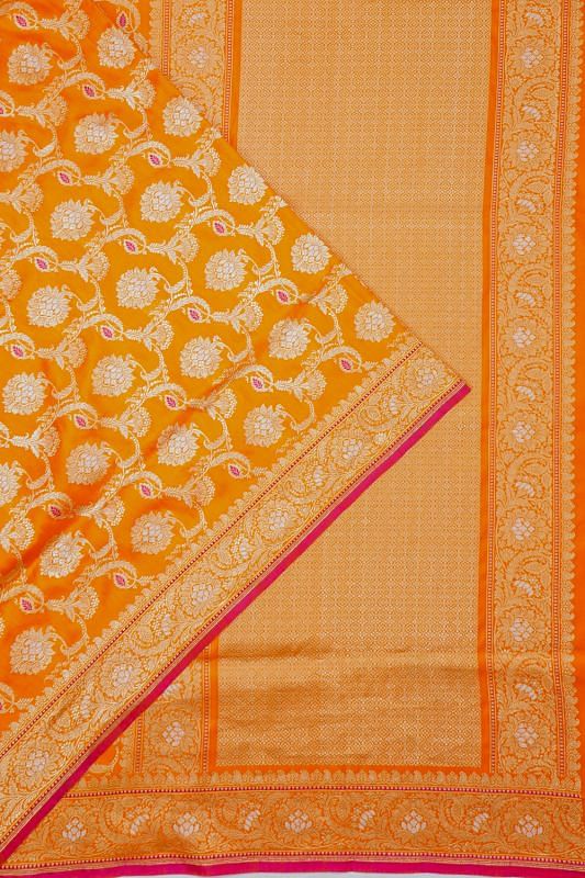 Banarasi Silk Kadwa Jaal Orange Saree