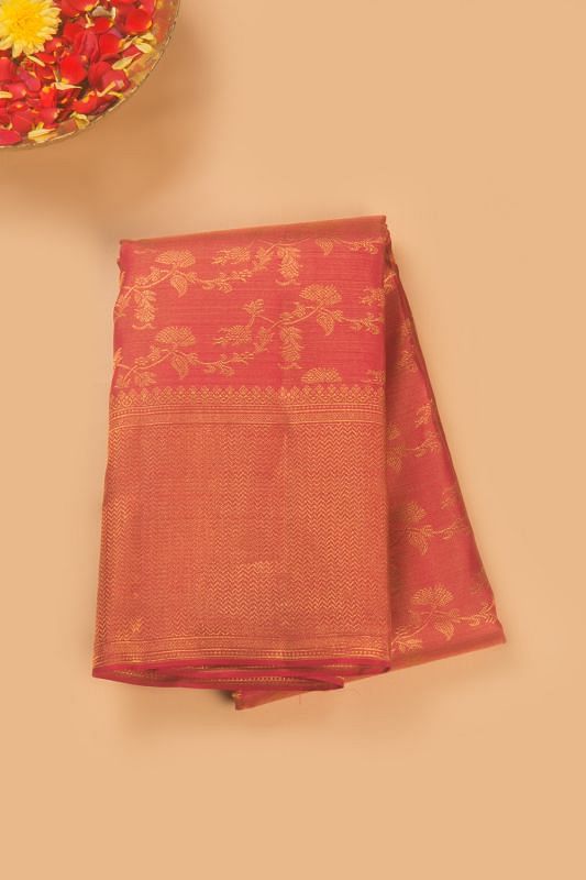 Taranga Kanchi Silk Tissue Jaal Pink Saree