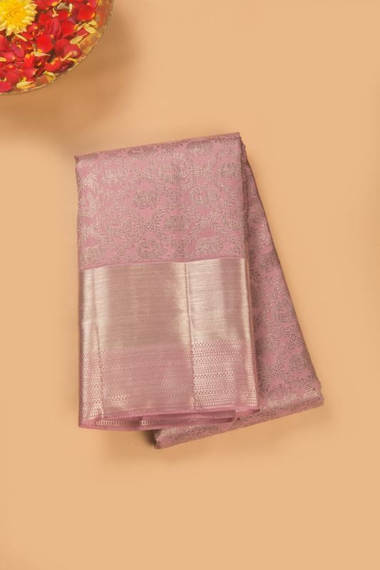 Taranga Kanchi Silk Antique Zari Jaal And Butta Lavender Saree