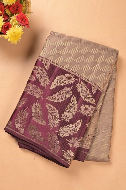 Taranga Kanchi Silk Geometrical Brocade Pastel Brown Saree