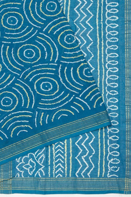 Venkatagiri Cotton Bandhani Sky Blue Saree