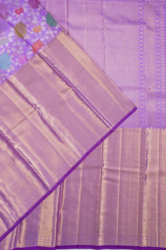 Kanchipuram Silk Jaal With Meenakari Inspired Lavender Saree