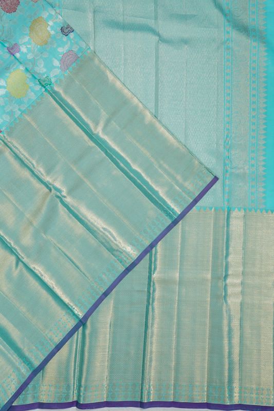 Kanchipuram Silk Jaal With Meenakari Inspired Sea Green Saree