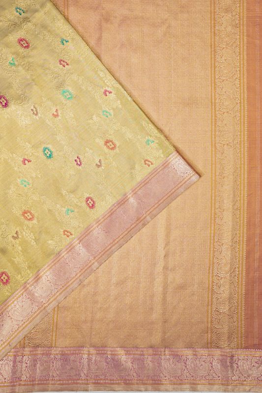 Kanchipuram Silk Tissue Jaal Gold Saree