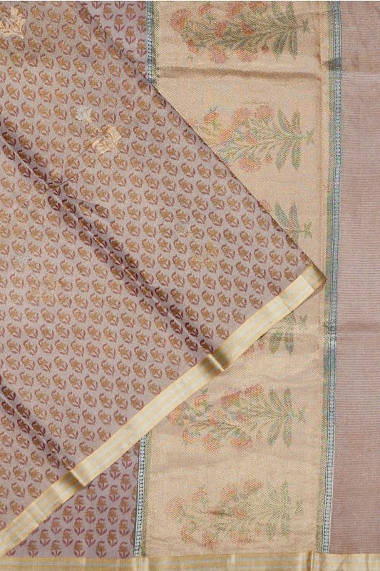 Chanderi Silk Tissue Printed Butta Lilac Saree