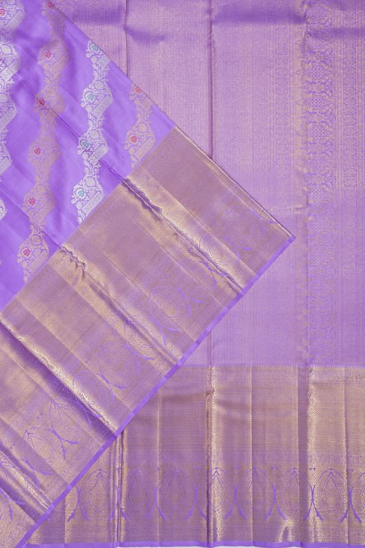 Kanchipuram Silk Jaal Lavender Saree