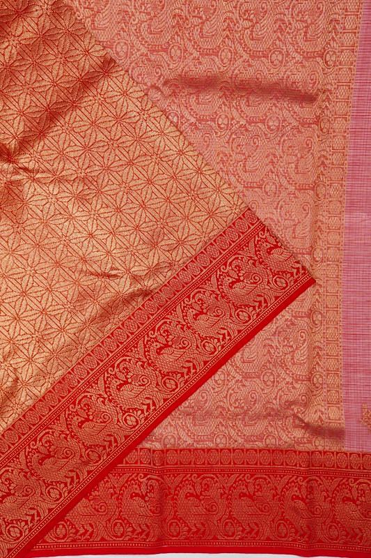 Zari Kota Cotton Brocade Red Saree