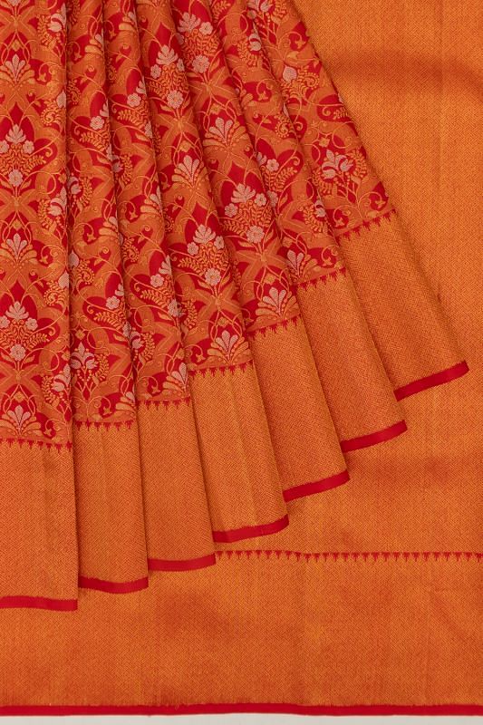 Kanchipuram Silk Brocade Red Saree