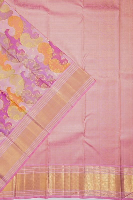 Kanchipuram Silk Jaal Rangkat Inspired Baby Pink Saree