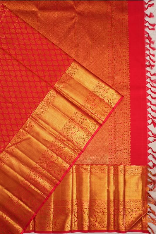 Kanchipuram Silk Brocade Red Saree