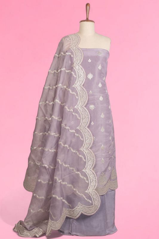 Soft Tussar Tissue Butta Lavender Salwar Suit Set