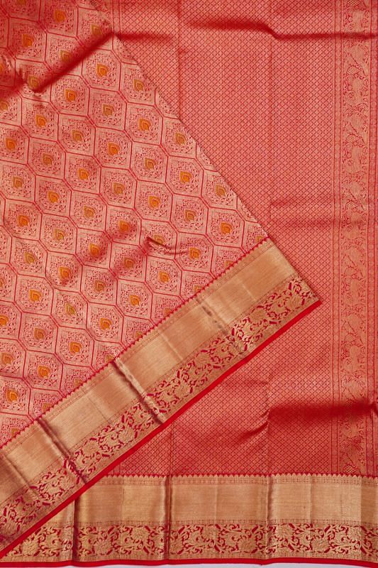 Kanchipuram Silk Brocade Red Saree