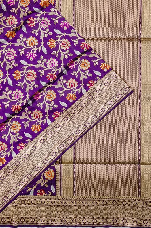 Banarasi Silk Kadwa Jaal Purple Saree