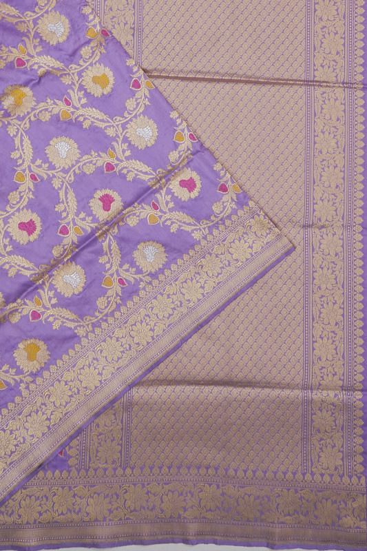 Banarasi Silk Kadwa Jaal Lavender Saree