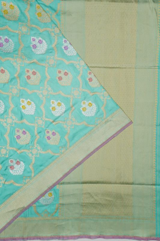 Banarasi Silk Kadwa Jaal And Butta Sea Green Saree