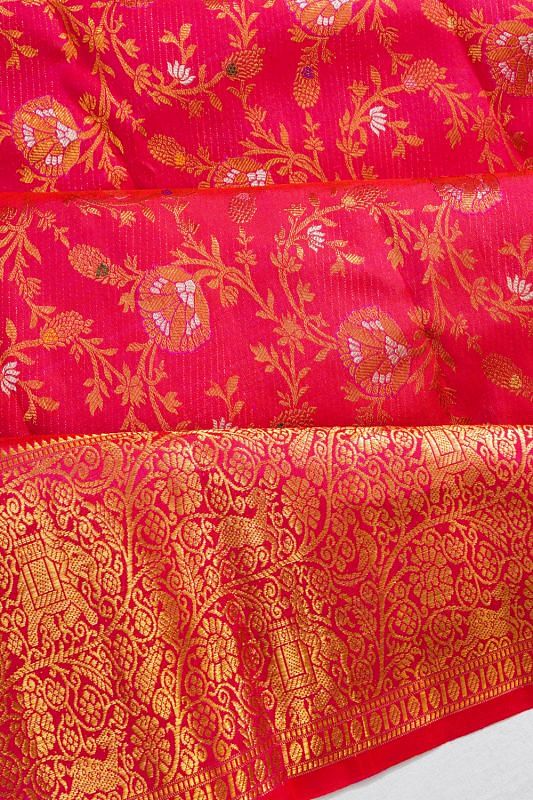 Kanchipuram Silk Brocade Pink Saree