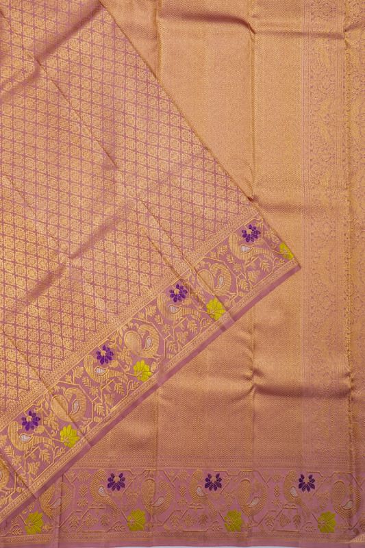 Kanchipuram Silk Brocade Lavender Saree