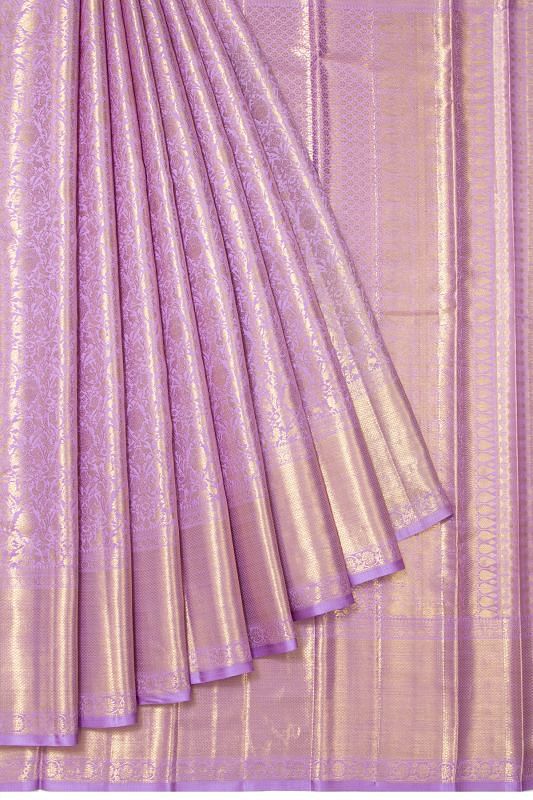 Kanchipuram Silk Brocade Lavender Saree