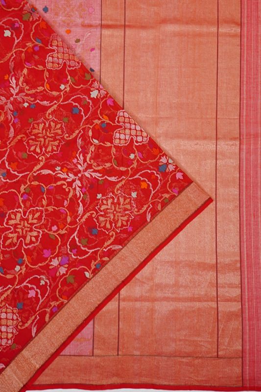 Ponduru Handspun Cotton Jamdani Rakthambari Red Saree