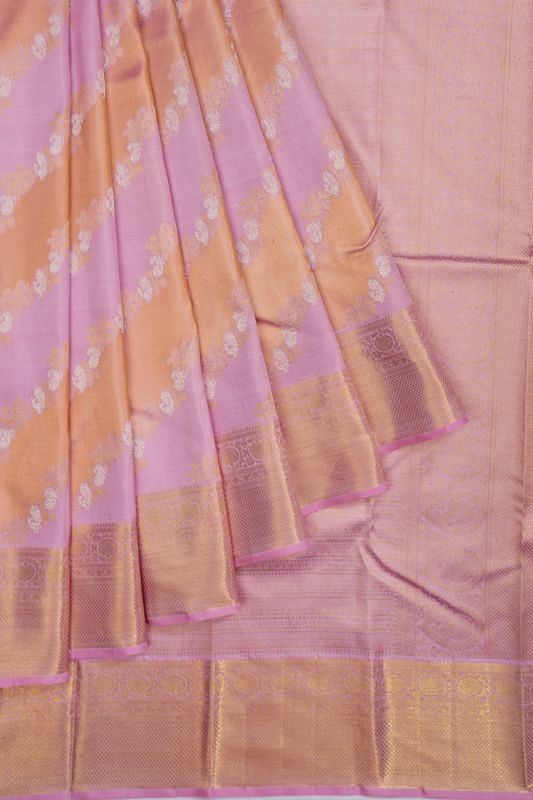 Kanchipuram Silk Tissue Leheriya Jaal Lavender Saree