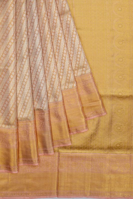 Kanchipuram Silk Brocade Orange Saree