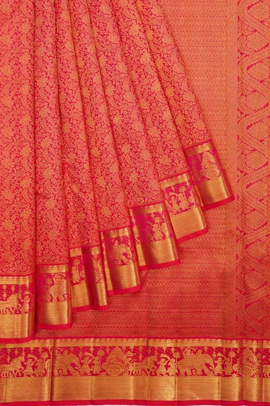 Kanchipuram Silk Brocade Pink Saree