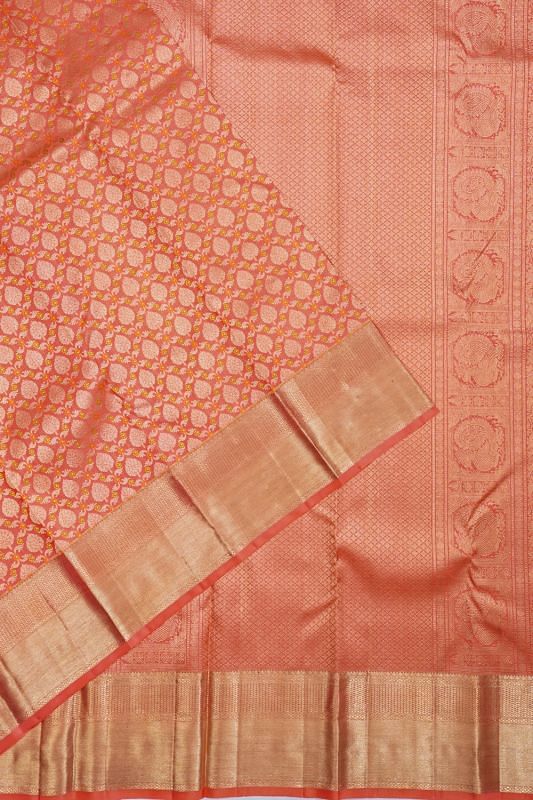 Kanchipuram Silk Brocade Peach Saree