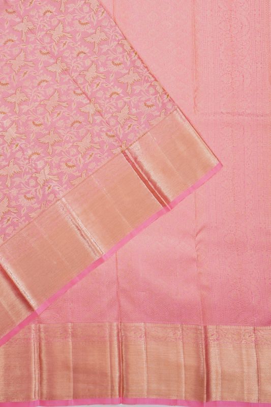 Kanchipuram Silk Brocade Baby Pink Saree