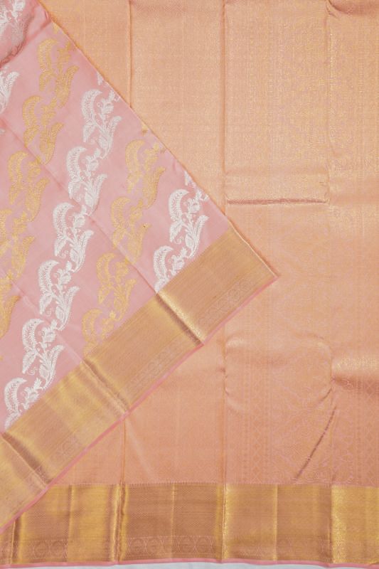 Kanchipuram Silk Leheriya Jaal Baby Pink Saree