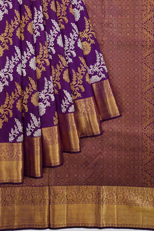 Kanchipuram Silk Jaal Purple Saree