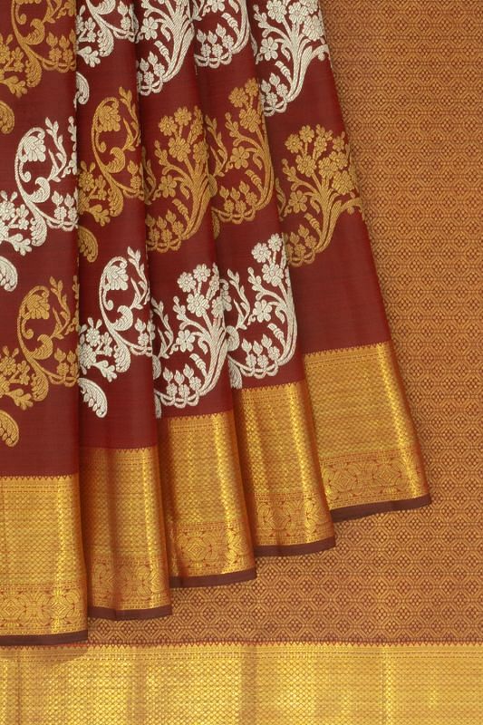 Kanchipuram Silk Jaal Maroon Saree