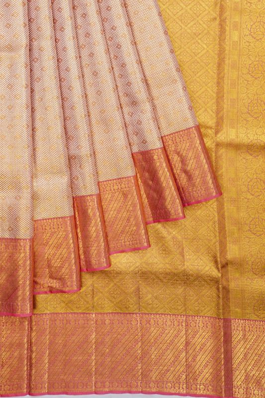 Kanchipuram Silk Tissue Brocade Gold Saree