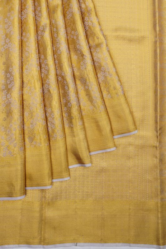 Kanchipuram Silk Tissue Brocade Gold Saree