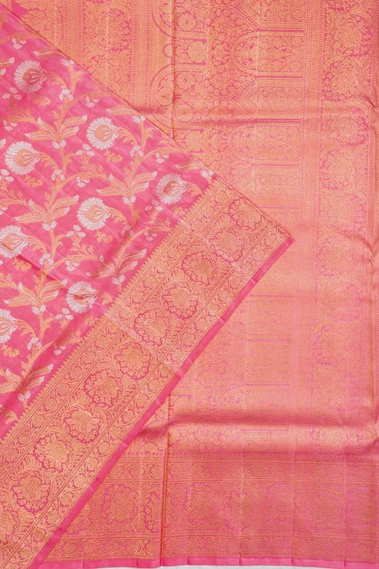 Kanchipuram Silk Brocade Pink Saree