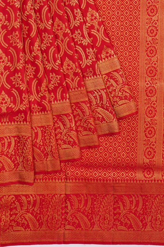 Kanchipuram Silk Brocade Red Saree