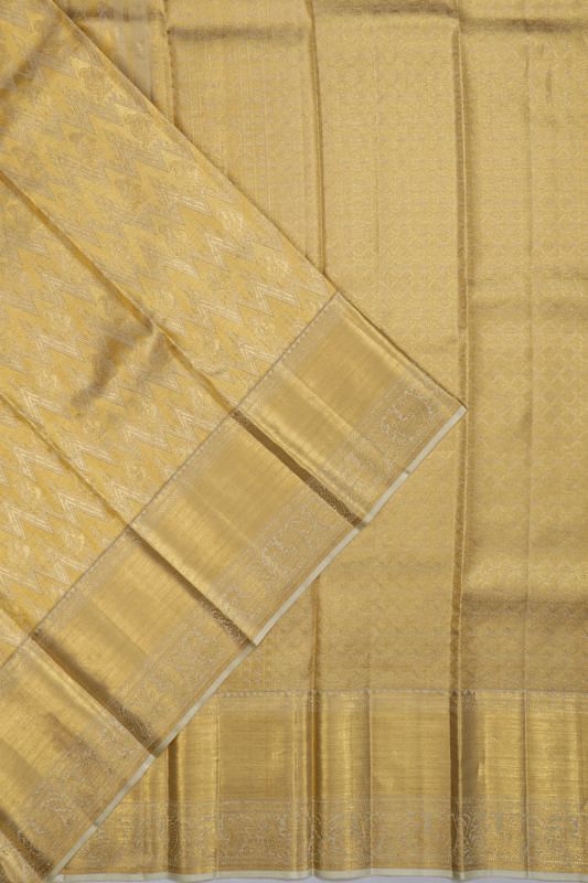 Kanchipuram Silk Tissue Brocade Gold Saree