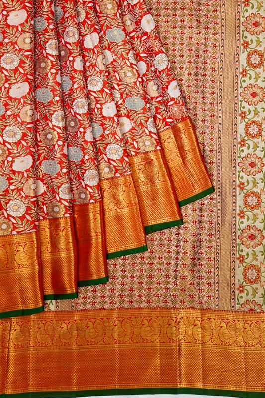 Kanchipuram Silk Brocade Red Saree