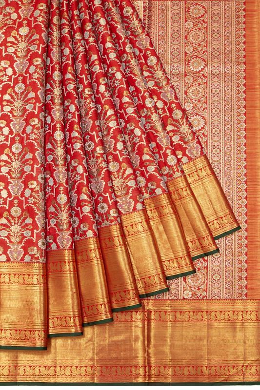 Kanchipuram Silk Brocade Red Saree