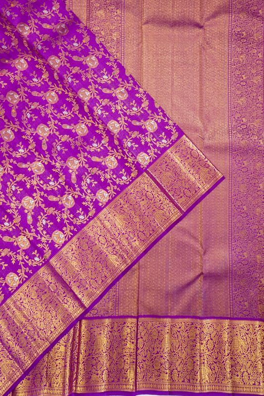 Kanchipuram Silk Brocade Violet Saree