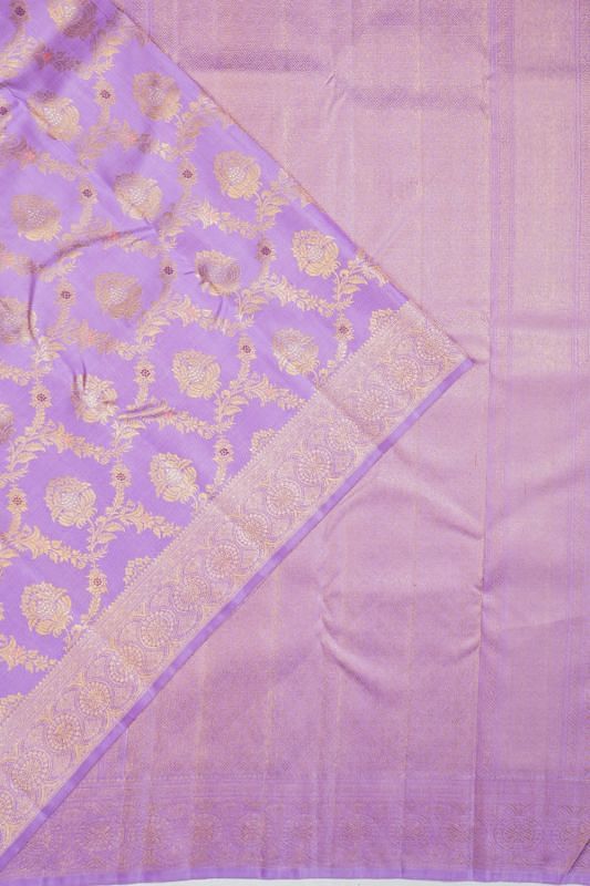 Banarasi Silk Kadwa Jaal And Butta Lavender Saree