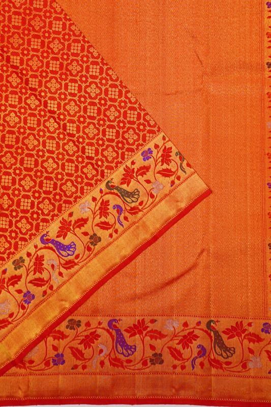 Kanchipuram Silk Brocade Red Saree